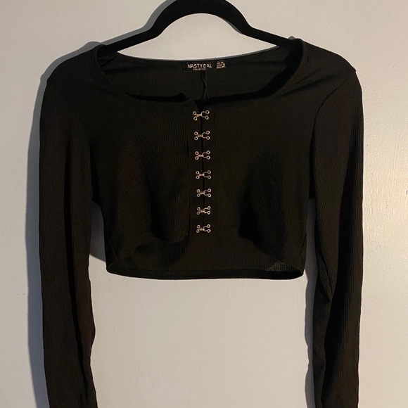 Nasty Gal Tops - Ribbed hook and eye crop top